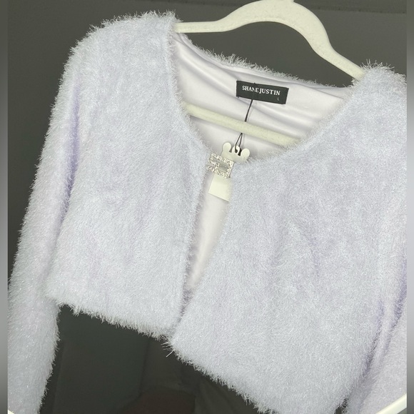 Light Purple Furry Long Sleeve Skirt Set SHANE JUSTIN - Picture 5 of 11